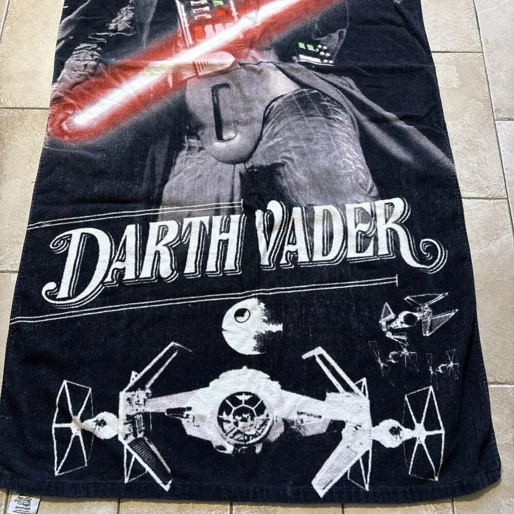Vintage 1996 Star Wars Darth Vader Beach Towel Lucasfilm Death Star 90s Cotton